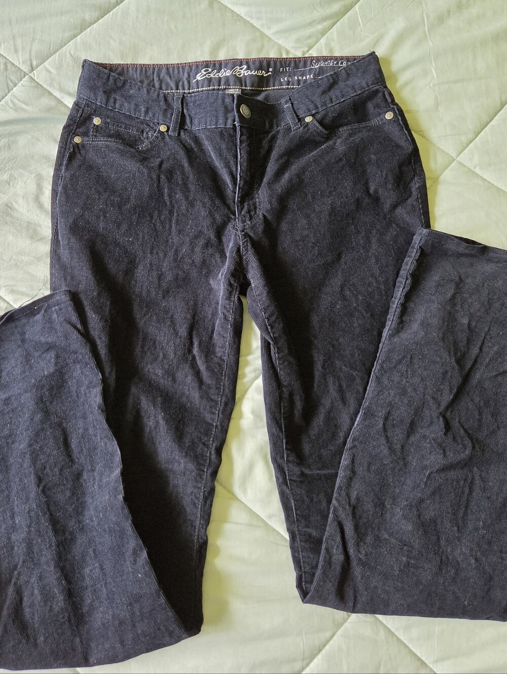 Eddie Bauer Navy Blue Corduroy Pants Size 6 Tall Bootcut